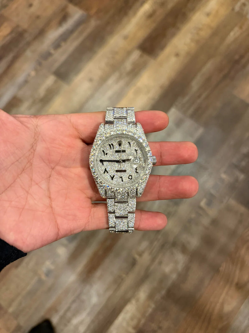 Moissanite watch close-up