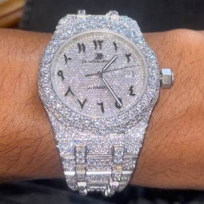 Iced-out moissanite watch